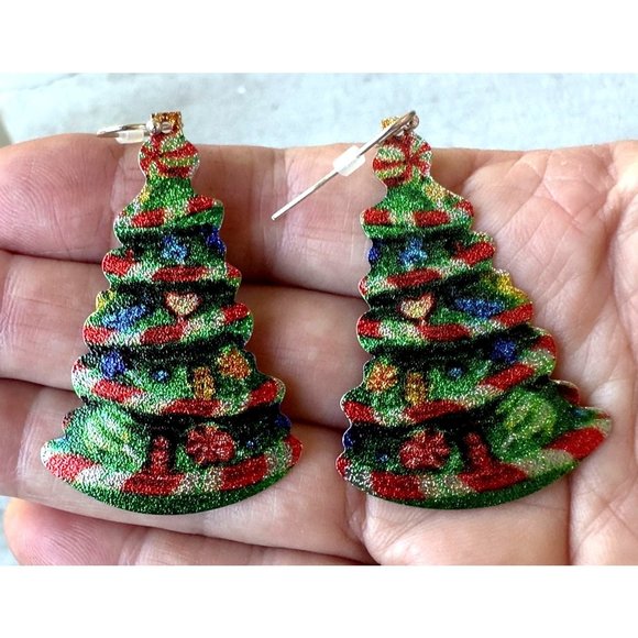 Old Fashioned Christmas Tree Earrings Handmade Jewelry Dangle Hooks New… - Picture 7 of 12